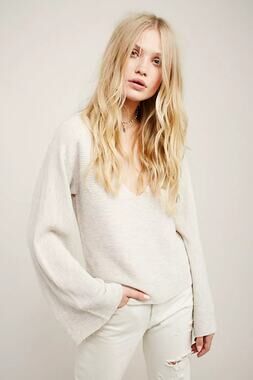 Free People Starman Beige Wool Blend Sweater Medium